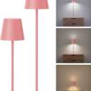Cordless Table Lamps Rechargeable, 3 Adjustable Height, 5000mAh Battery Operated, 3 Colors Smooth Dimming, Portable LED Waterproof Table Lamp for Dining, Bedroom, Outdoor (2 Pack-Girly Pink)