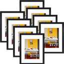 Giftgarden Black 8.5x11 Picture Frame Set of 8, Matted to 6x8 Picture or 8.5 x 11 Inch Certificate Award Document without Mat, Wall and Tabletop Display