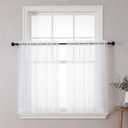 Chyhomenyc White Sheer Curtains 36 inch Length 2 Panels Set, Light Filtering Voile Rod Pocket Short Window Curtians for Bathroom Living Room Farmhouse Small Windows, Each 42Wx36L in, 2PCS, White