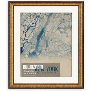 Ornate Classic Gold 20x24 Picture Frame with Mat for 16x20, 20 x 24 in / Matted to 16 x 20 in