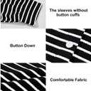 Astylish Women's 2025 Oversized Long Sleeve Shirts Button Up Striped Collared Front Pocket Top (Medium, Black)