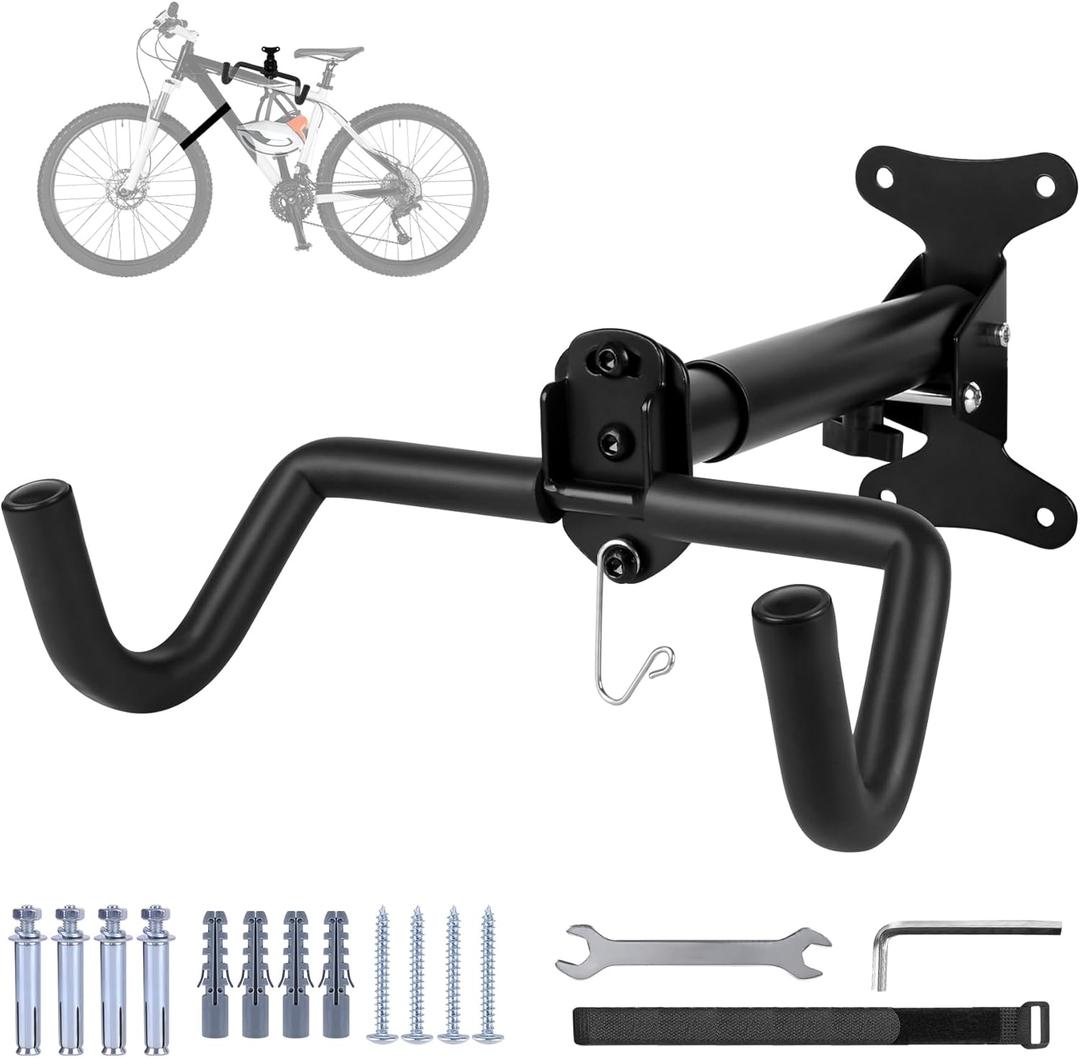 1 Set Bicycle Expandable Wall Hanger - Horizontal Bicycle Indoor Storage Rack | Bicycle Wall Mount Rack Hooks - Bike Hook for Road, Mountain or Hybrid Bikes(Stretchable, 1Set)