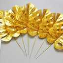 30PCS Artificial Plants Yellow Leaves Mixed Tropical Palm Leaf Fake Yellow Plant Bush Grass Fern Bushes Faux Shrubs Greenery for Party Wedding Decorations Beach Birthday Luau Party Decor