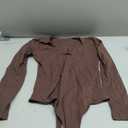 SAUNGKUAI Women's Plunge Deep V Neck Long Sleeve Bodysuit Double Lined Thong Body Suit Shirt Tops (Large, Coffee)