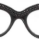 Cat Eye Reading Glasses Bling Rhinestone Magnified Blue Light Blocking Reader Glasses Black 1.75x