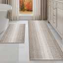 Bathroom Rugs and Mats Sets, 2 Piece Thick Absorbent Chenille Bath Mat Rug Set Non Slip, Soft Shaggy Bath Room Floor Mats for Bathroom, Machine Washable (Light Taupe, 20" x 60" Plus 20" x 32")