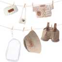 Soulchen 3 Pcs 17cm Clothes Set(No Doll) Hat & Overalls Set Knitted Clear Protective Case for Doll Exquisite Accessories