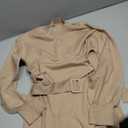 Saodimallsu Women's Long Sleeve Mini Sweater Dress Mock Neck Fall Dressy Casual Knit Bodycon Dresses with Belt (Khaki, Size Large)