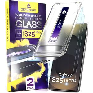 Defenslim for Samsung GALAXY S25 ULTRA Screen Protector (2Pack), Easy Auto-Dust & Align Install Kit, 6.9" Tempered Glass, 9H Hardness, Ultra HD Clear, Case Friendly, WonderShield