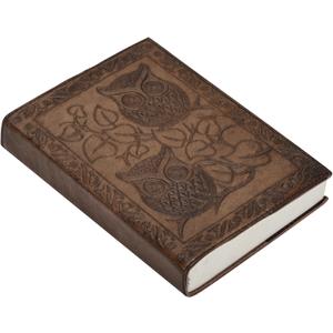 M & N Designs Owl Embossed Leather Journal - Soft Cover Plain Notebook 7"x 5" size