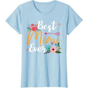 Best Mimi Ever Flower Wreath Tribal Arrows Gift Women Shirt T-Shirt (X-Small, Baby Blue)