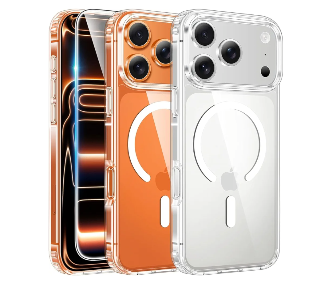 FNTCASE for iPhone 17 Pro-Max Case: Clear Magnetic Phone Cases with Screen Protector Compatible with Magsafe Slim Anti Yellowing Rugged Shockproof Protective Transparent Cell Cover (A-Clear)