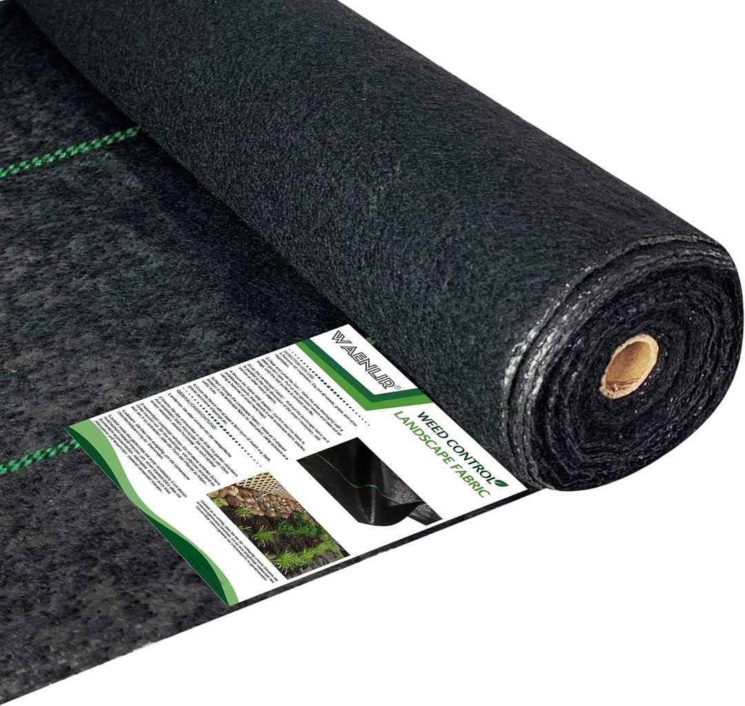 WAENLIR 5.8oz 6FT x 250FT Heavy Duty Landscape Fabric Weed Barrier Premium Woven Ground Cover Roll, UV Resistant&Tear-Proof, Ideal for Garden Beds, Walkways, Patios, Greenhouses, Outdoor Landscaping