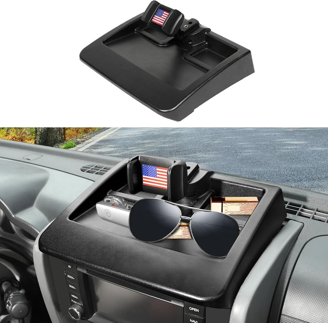 Multi-Mount Metal Road Dash Cell Phone Holder Fit for 2007-2010 Jeep Wranger JK JKU, Cell Phone Mount Storage Tray Cellphone System Kit(Flag,Type A)
