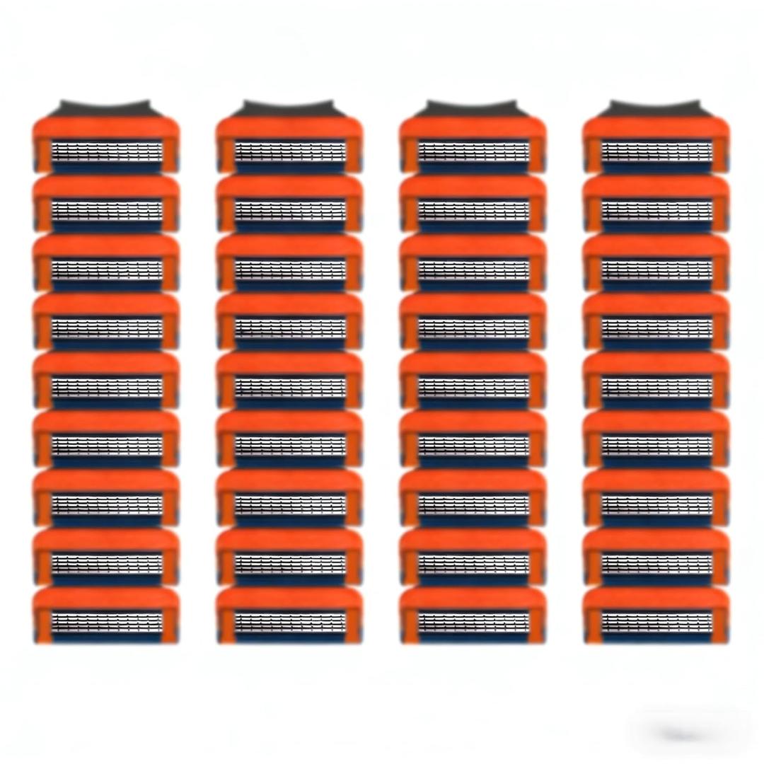 36 Blades Replacement Parts for GL-Fusion 5 Style Razors (Orange-Slate), Wet Razors Men's Blades Value Packs