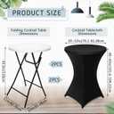 Wenqik 2 Sets 32" High Top Round Folding Cocktail Tables White Bar Height with Removable Legs & 32"x43" Spandex Stretch Table Covers (Black)
