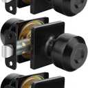 goldenwarm Black Closet Door Knobs, Matte Black Passage Door Knob Interior, Square Interior DoorKnobs for Hall and Closet (3 Pack)