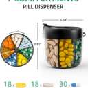 PULIV Portable Pill Dispenser Bottle, Vitamin Organizer with 7 Compartments, Holds Plenty of Supplements, Anti-Mix & Wide Openings Design, Easy to Retrieve Meds, Travel Essentials, Includes 20 Labels (Black)