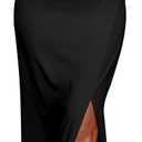 PRETTYGARDEN Women's Summer One Shoulder Long Formal Dresses Sleeveless Ruched Bodycon Wedding Guest Slit Maxi Dress (Black, X)