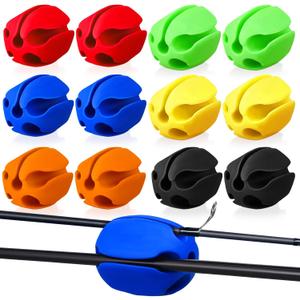 Blueweenly 12 Pcs Portable Silicone Fishing Pole Rod Holder Clips Fixed Ball 5 Holes Multifunctional Rubber Fishing Pole Puller Clips Bike Rod Holder Straps for Travel Ground Car Bike (Mixed Color)