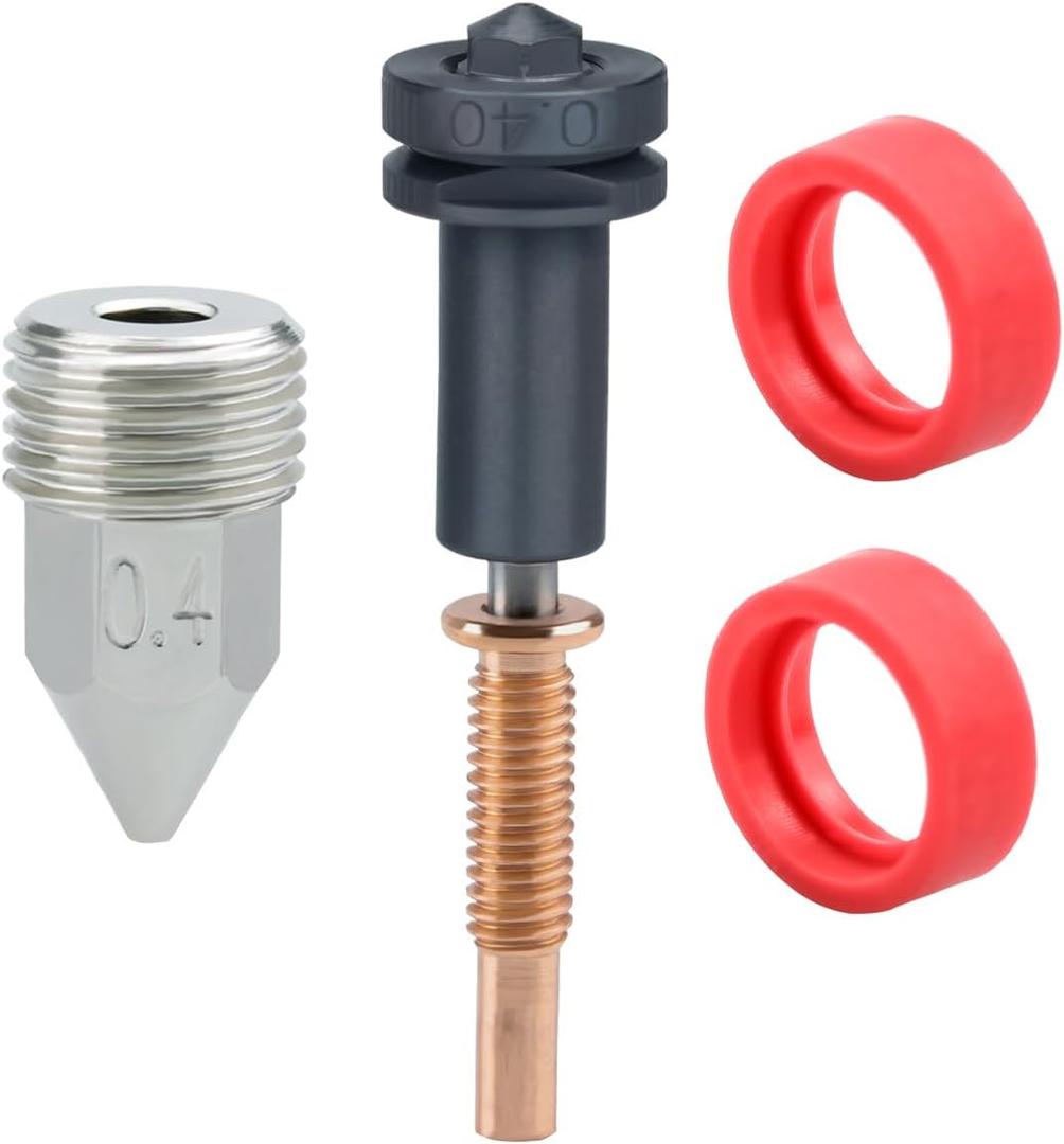 Upgrade Exchangable Trimetal High Flow Nozzles 0.4 - Hardened Steel, Copper, Titanium TC4 Compatible with RapidChange REVO Hotends and Extruders,H2 V2S REVOExtruder 3D Printer (0.4mm)