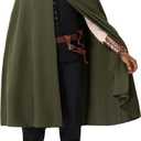 Spooktacular Creations Halloween Renaissance Cloak Costume Men, Green Medieval Hooded Cape Vintage Capelet for Themed Parties (L)