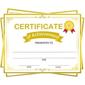 Certificate of Achievement Awards 30 Pcs Gold Award Certificates of Completion Paper Awards Certificate 8.5x11 Inch Graduation Diploma Achievements for Students Teachers School Supplies