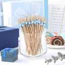 Reallnaive Cocktail Pick Pearl Fancy Toothpick for Appetizer 4.7 Inch Long Skewer for Drink Fruit Food Bamboo Stick Wedding Bridal Shower Decoration Charcuterie Accessories (Light Baby Blue,300 Pcs)