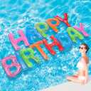 Shappy 20'' Happy Birthday Pool Large Floating Letter Balloons with Adhesive Dots Inflatable Pool Decorations for Summer Birthday Party (Multicolor)