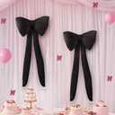 Black Bow Birthday Decorations Coquette Party Backdrop 4 Pcs Big Bow Themed Wall Decor for Room Large Door Bows Ormanents Giant Wedding Bachelorette Baby Shower Bridal Christmas Tree Decoration