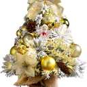 Tabletop Christmas Tree with Lights, 24inch/2ft Mini Christmas Tree, Tabletop Small Xmas Tree for Holiday Indoor DIY Christmas Decoration (Yellow White)