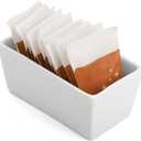 Elsjoy Set of 6 White Ceramic Sugar Packet Holders, 5 oz Porcelain Sweetener Packet Organizer, Sugar Bag Caddy Tea Packet Bowl for Countertop, Coffee Bar