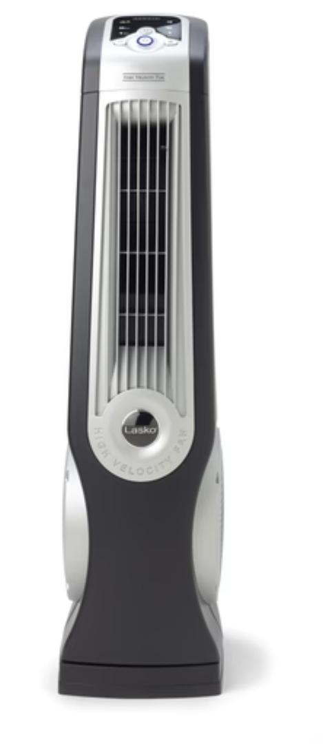 LASKO OSCILLATING HIGH VELOCITY TOWER FAN WITH REMOTE, U35102, BLACK/SILVER