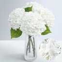 Waipfaru 21" Real Touch White Hydrangea Artificial Flowers with Long Stem & Leaves, Full Latex Faux Hydrangea Flowers for Home Decor Party Floral Arrangements Wedding Bouquets Centerpieces, 4Pcs