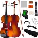 Beginner Violin,4/4 Violin Full Size For Adults,Women,Girls,Fiddle Set For Outdoor Performances,Instructional Demonstrations And Decorative Accents For Hotel,Estaurant Stages (Natural Gradient)