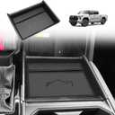 TripleAliners for 2022 2023 2024 205 Tundra Center Console Leather Insert Storage Organizer Accessories with Trim Compatible with Toyota Tundra 2022-2025 SR SR5 Limited TRD PRO (Leather Black)
