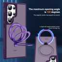 Compatible with Samsung Galaxy S24 Ultra Case with Magnetic Ring Stand Translucent Phone Case for S24 Ultra 6.8" [Compatible with Mag-Safe] [Great Grip Feeling],Purple