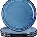 HASENSE Ceramic Dinner Plates Set of 4,10 Inch Large Porcelain Pasta and Salad Plates,Blue Stoneware Plate Set Microwave,Oven,and Dishwasher Safe