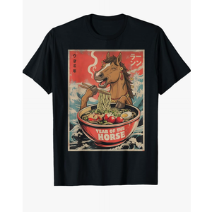 Zodiac Chinese New Year of The Horse 2026 Ramen Men Women T-Shirt, Size: M