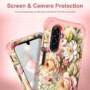 TEECOVER Heavy Duty Case for Samsung Galaxy A17, Rose Gold Flowers | Shockproof Full-Body Drop Protection Hard Plastic Bumper + Soft Silicone Rubber Protective Case for Women Girls.
