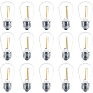 Meconard Shatterproof LED S14 Replacement Light Bulbs,E26 Medium Screw Base, Vintage Edison Bulbs Equivalent to 11 Watt, Fits for Commercial Outdoor Patio String Lights, 2200K Warm White, 15 Pack