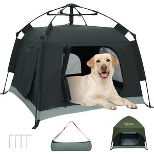 Portable Dog Tent for Medium Large Dogs, Pop Up Pet Tent for Indoor Outdoor, Foldable Dog Automatic Tent with 4 Breathable Mesh, Camping Dog House for 2 Small Dogs or Cats Up to 60 Lbs (43*43*37in)