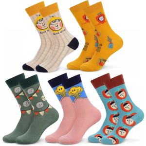 5 Pairs Funny Cotton Socks Crazy Colorful Crew Sock