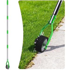 Edger Lawn Tool - 67 inch Wheel Rotary Lawn Edger with Adjustable Stainless Steel Handle, Grass Edge Trimmer for Sidewalks, Driveways & Landscaping (Green)