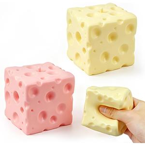 2 Pcs Cheese Squishy Toys, 2.36 Inches Shapeable Cheese Squeeze , Soft Novelty Toy, Soft Sensory Cheese Block, Sensory Stress Relief Fidget Toy for Adults & Kids