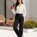 G Gradual Women's Yoga Pants Wide Leg wiht Pockets High Waist Stretch Loose Casual Lounge Sweatpants (Black, XL)
