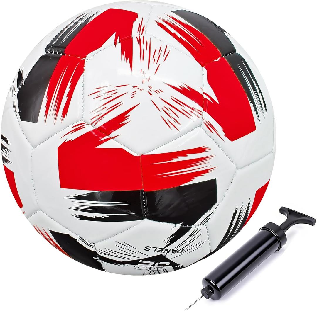 Soccer Ball Size 5 Soft Leather Anti Explosion Practice Training Boys Girls Adults with Pump Needle