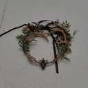 MOSTORY Woodland Gold Antler Crown - Forest Elf Headpiece Fairy Floral Circlet for Women Renaissance Fair Halloween Renfaire Cosplay Photo Shoot