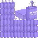 Windyun 200 Pcs Reusable Tote Bag Bulk 8 x 4 x 10 Inch Non Woven Shopping Bag with Handle Reusable Grocery Gift Tote (Light Purple)