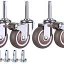 2 Inch Rubber Caster Wheel Set of 4(2 with Brakes & 2 Without) with 5/16" x 1-1/2" (8 x 38mm) Stem Sockets, for Furniture Crib Trolley Dining Car Casters
